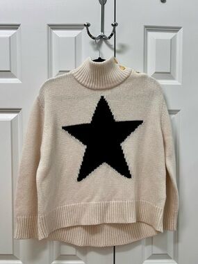 kate spade Cream Turtleneck Sweater with Black Star Accent